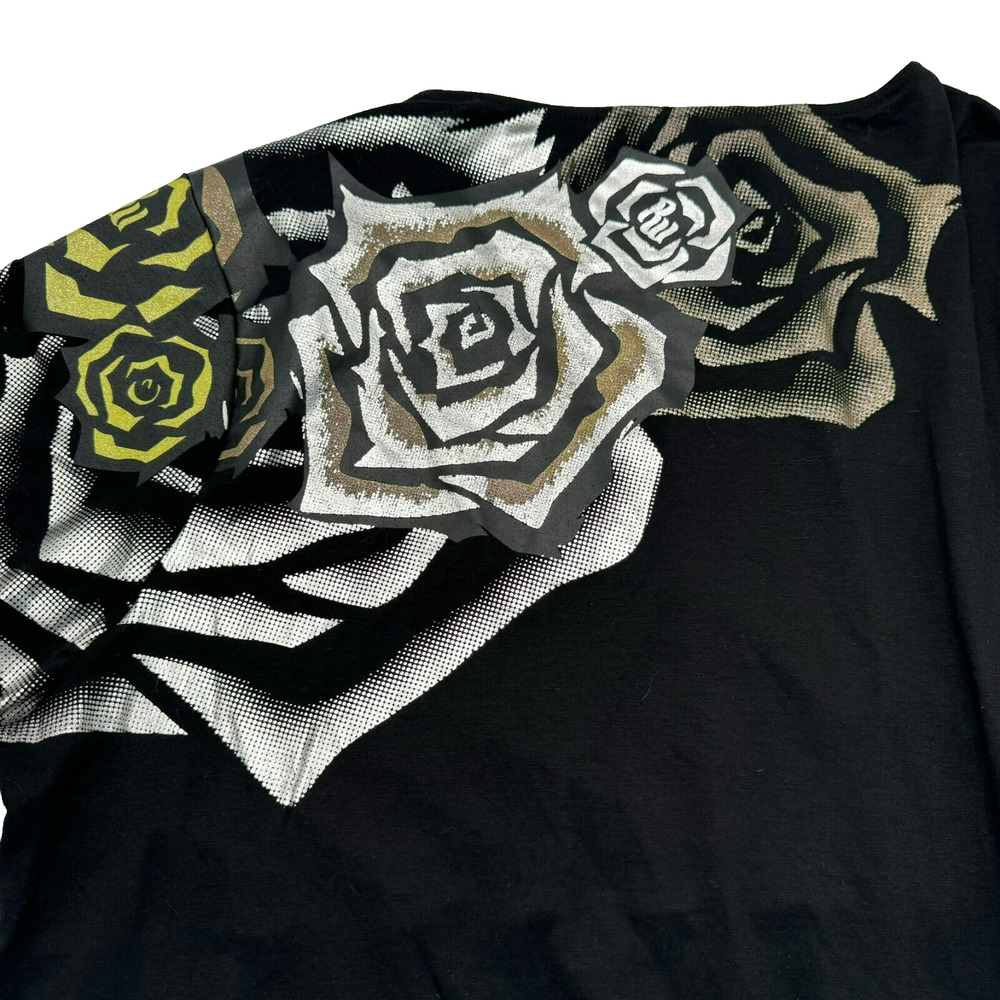 Rocawear 3X Black Silver Floral metallic‎ faux wrap long sleeve club party dress